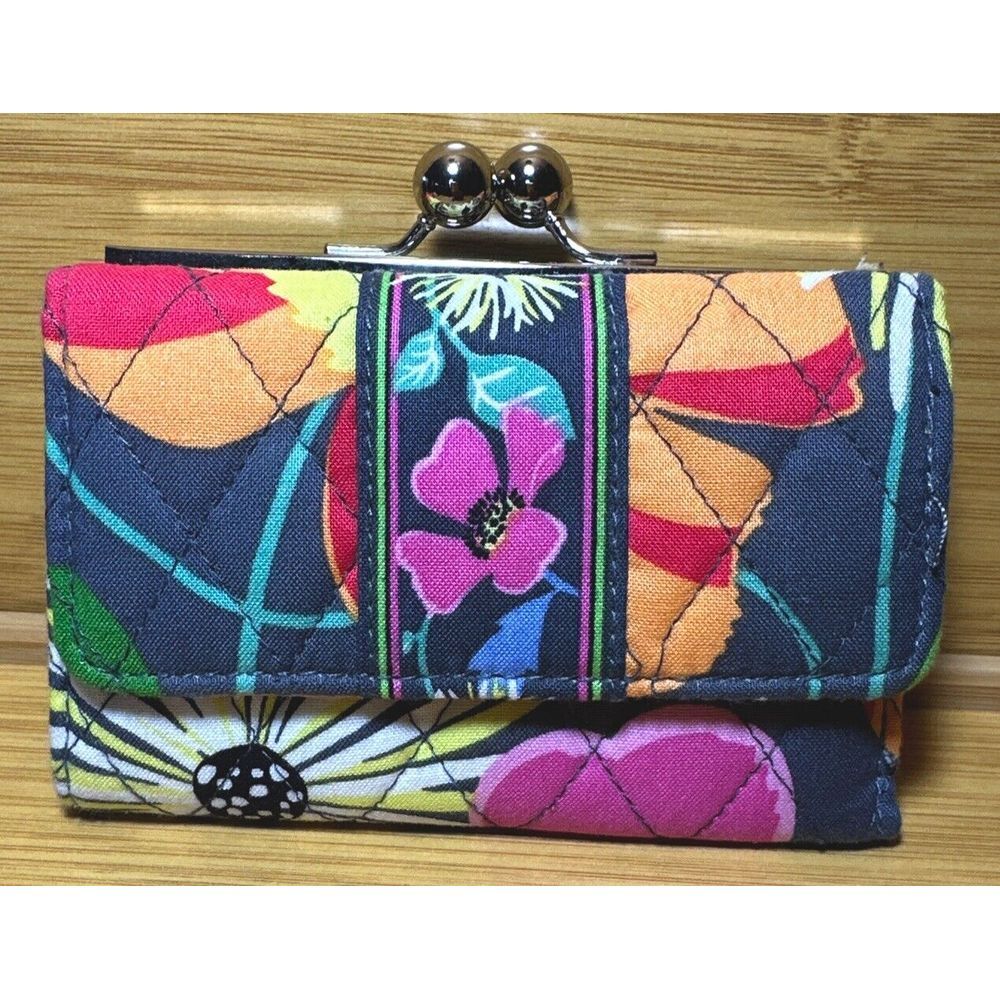 Vera Bradley Tri-Fold Wallet with Coin Purse In Jazzy Blooms Pattern